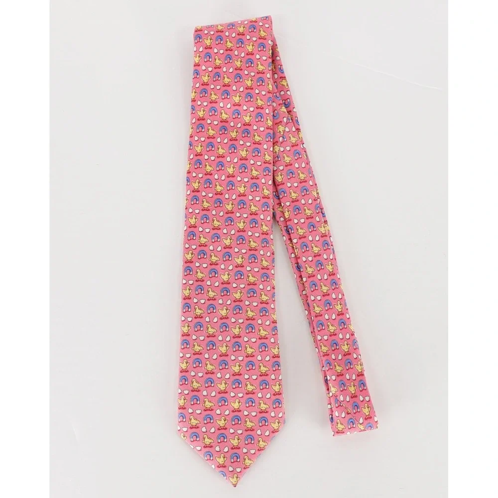 VINEYARD VINES Marthas 100% Silk Necktie USA Designer Pink Checks Magnets